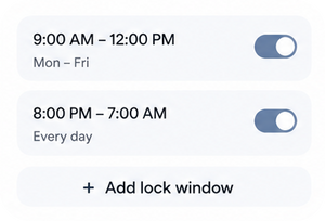 Schedule windows that auto-lock your apps